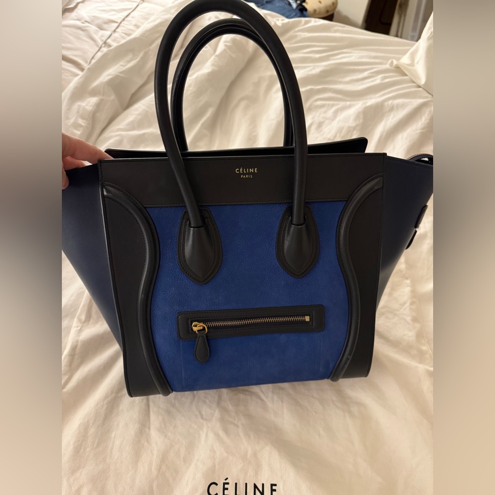 Celine Mini Luggage Limited Edition Tricolor Blue Navy Black